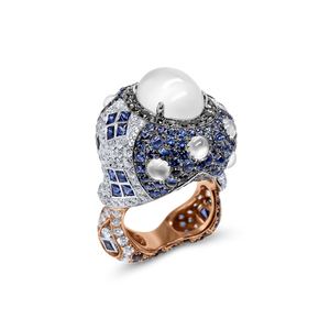 Jadeite Ring with Precious Stones - jingyayi - Rose & White Gold