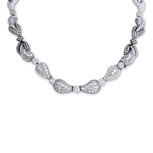 magnified view of this stunning crisp sharp scintillating Diamond & Icy White Jadeite Necklace - jingyayi - White Gold