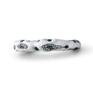 Gemstone and Diamond Encrusted Enamel Bracelet - jingyayi - Silver