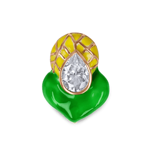 Pear Shaped Moissanite Earrings with Enamel - jingyayi - Rose Gold
