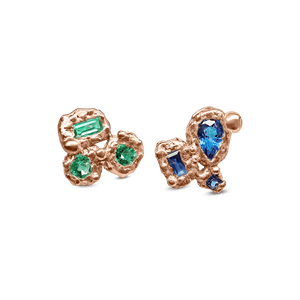 Sapphire & Emerald Earrings in 14K Rose Gold - jingyayi - Rose Gold