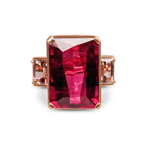 Tourmaline October Birthstone Ring in Deep Red - jingyayi - Rose Gold