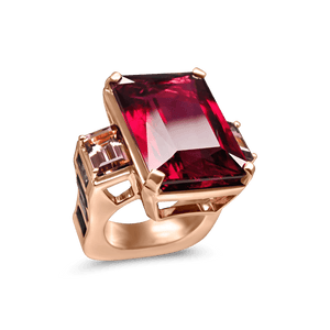 Tourmaline October Birthstone Ring in Deep Red - jingyayi - Rose Gold