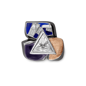 Trilliant-Cut Moissanite Diamond Earring in Multi-Colored Enamel - jingyayi - White Gold